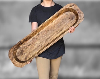 ABSTAND!! Handgeschnitzte extra große Holz-Teigschüssel - 40 „x 12“ x 3 „schöne Mittelstück-Tischdekoration / riesige Teigschüssel