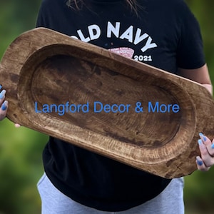 Hand Carved Extra Large WOOD DOUGH BOWL- 19 Inch Beautiful Centerpiece Table Décor/Huge Dough Bowl/Food Safe