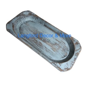 Hand Carved Extra Large Distressed Gray WOOD DOUGH BOWL- 21 Inch Beautiful Centerpiece Table Décor/Huge Dough Bowl/Food Safe