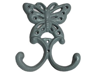 Cast Iron Soft Blue Butterfly hook Coat/Towel Hook