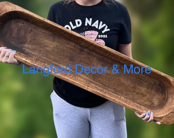 CLEARANCE Oops!! Hand Carved Extra Large Wood Dough Bowl- 40” x 8 1/2” x 3” Beautiful Centerpiece Table Décor/Huge Dough Bowl
