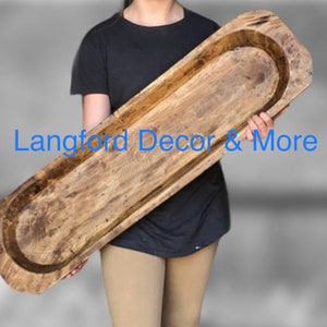 Hand Carved A Extra Large WOOD DOUGH BOWL- 40” x 12 x 3” Beautiful Centerpiece Table Décor/Huge Dough Bowl/Food Safe