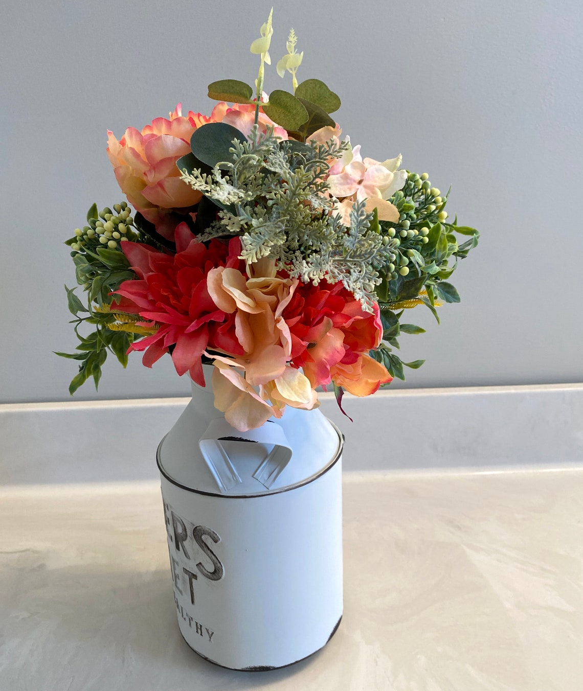 Rustic Milk Jug Floral Arrangement Etsy