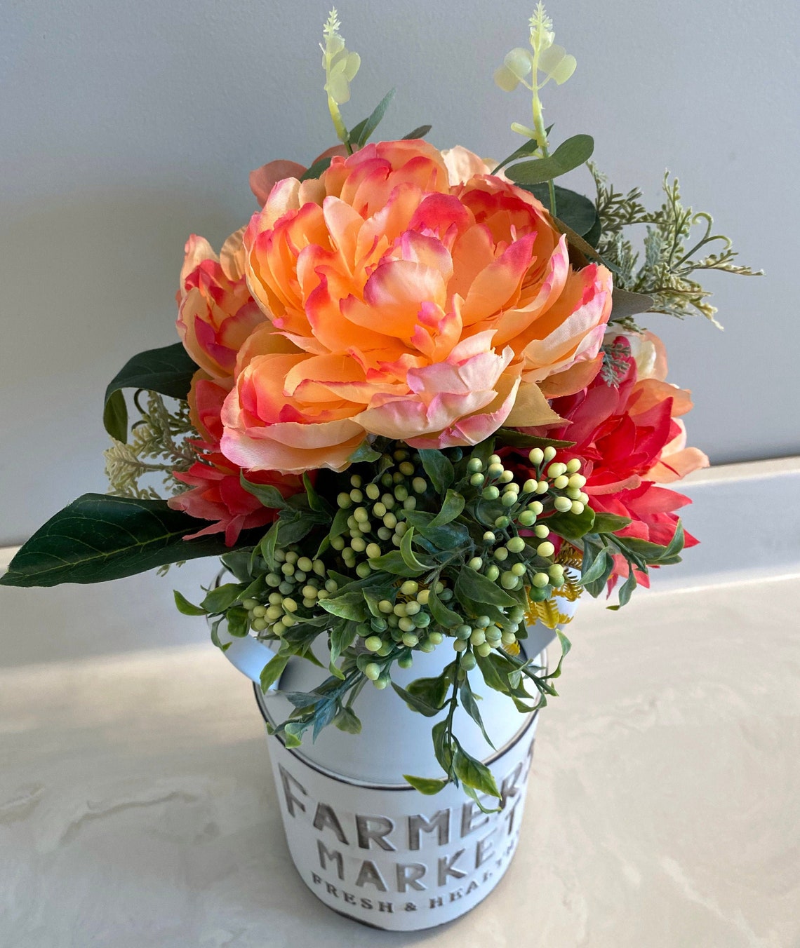 Rustic Milk Jug Floral Arrangement Etsy