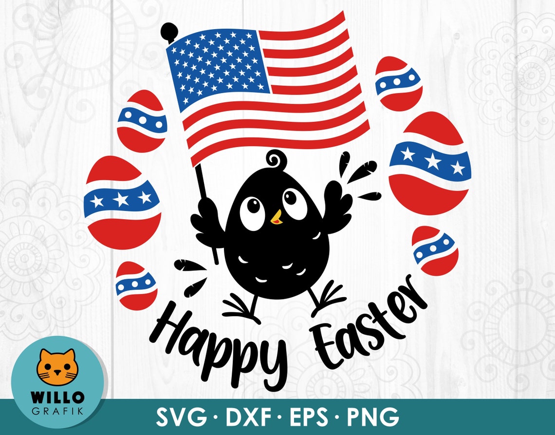 Happy Easter USA SVG Cute Chick Graphic United States Flag Etsy
