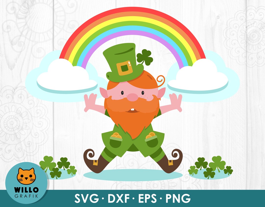 St Patricks Day Leprechaun Clipart Irish Character Design Cute Rainbow ...