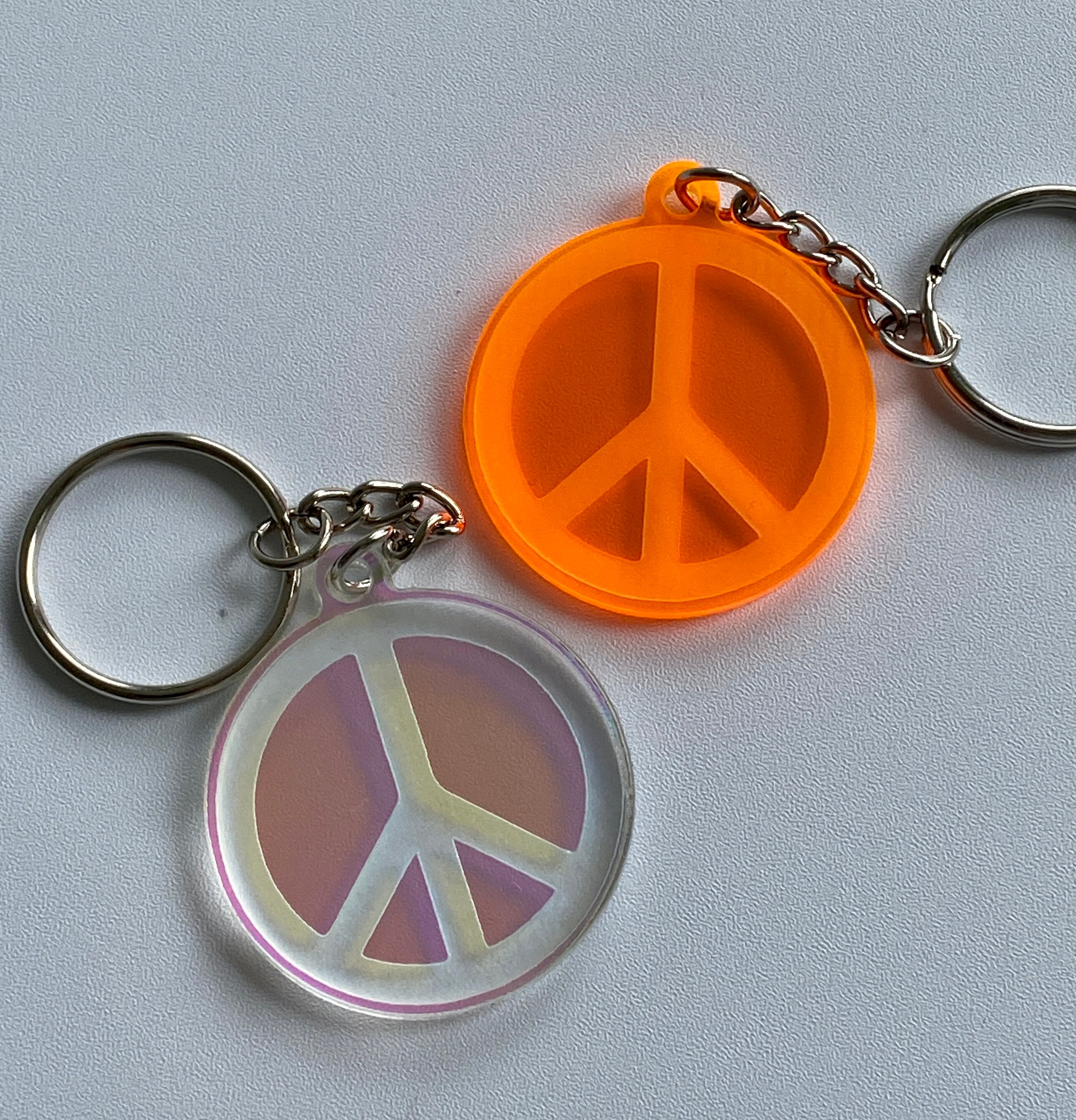 Happy Face Keychain Smiley Face Keychain Peace Sign Etsy