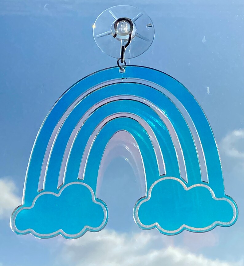 Rainbow Suncatcher Window Hanging Neon Rainbow Iridescent Etsy