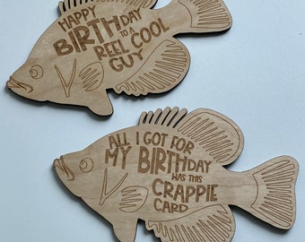 Crappie Wood Card, Fishing Card, Card for Fisherman, Birthday Card, Retirement Card, Wooden Fish Card