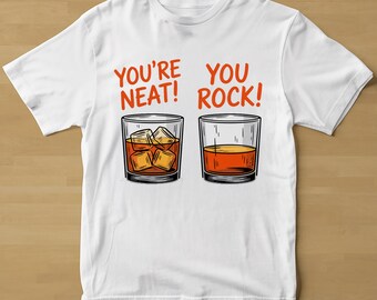 Funny Whiskey Pun Graphic Tee - Neat or On the Rocks - Bourbon Lover Gift
