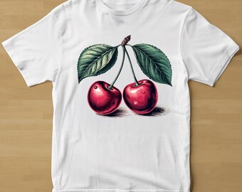 Vintage Cherry Graphic Tee: Retro Summer Fruit Shirt