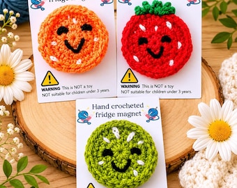 Cute Crochet Fridge Magnets | Handmade Fruit Paw Daisy Magnets | Fun Kitchen Decor | Small Gift Idea