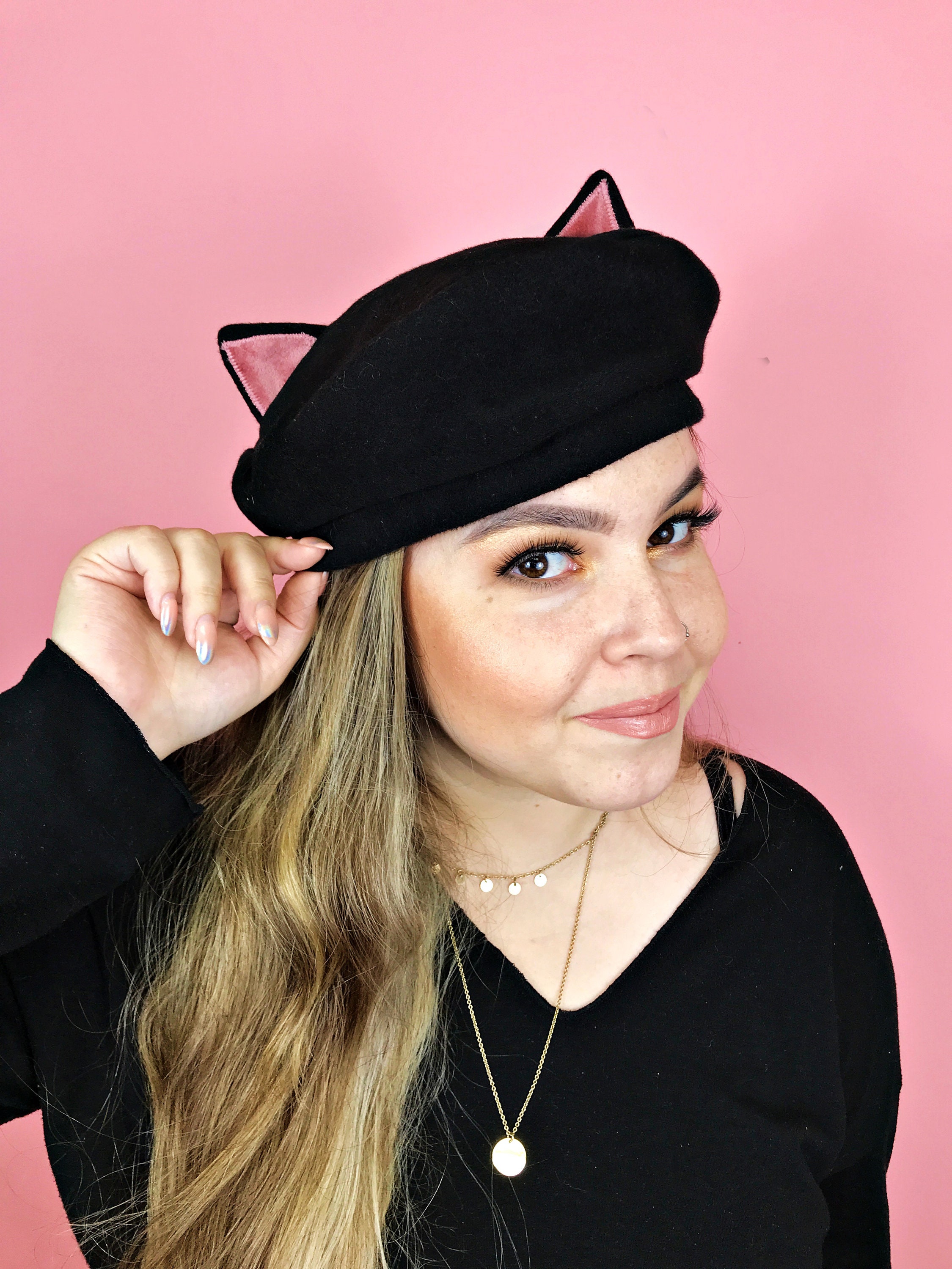 Cat Ears Wool Beret Etsy
