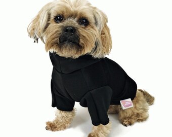 Sweat à capuche pour chien noir| Pull pour chien| Vêtements pour petits chiens