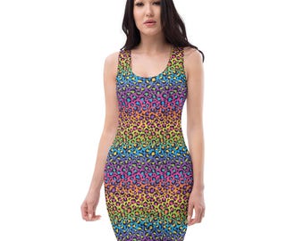 Rainbow Electric Leopard Bodycon Dress