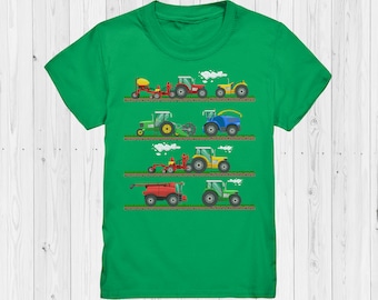 Landmaschinen Mähdrescher Bauernhof Traktor T-Shirt Kinder