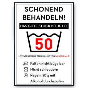 Personalisiertes Geschenk zum 50. Geburtstag Frau Mann Wäsche Lustige Geschenkidee 50 Jahre Geburtstagskarte Witzige Party Deko DIN A4 + Rahmen schwarz