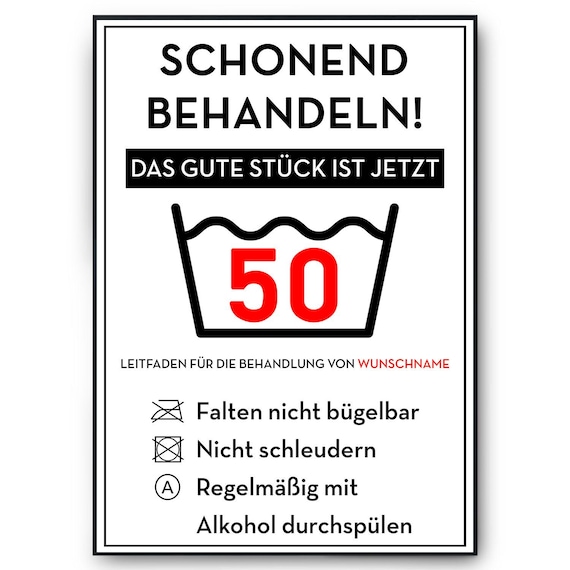 Personalisiertes Geschenk zum 50. Geburtstag Frau Mann Wäsche Lustige Geschenkidee 50 Jahre Geburtstagskarte Witzige Party Deko