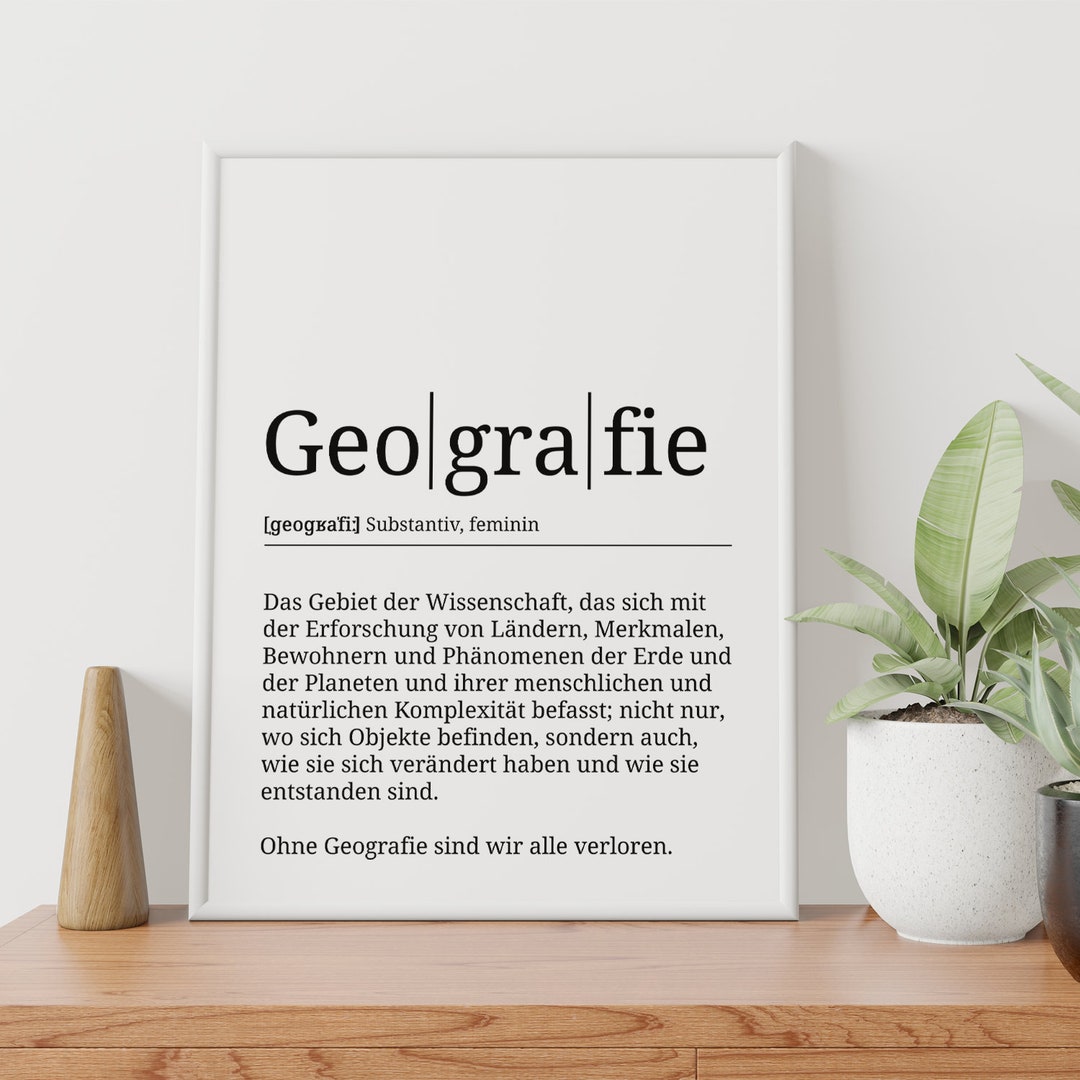 Geografie Poster Definition Geografie Geschenk Wandbild Etsy