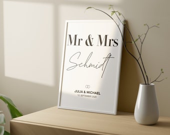 MR & MRS Hochzeitsposter Personalisiert Mr Mr gleichgeschlechtliche Paare Mrs Mrs Ehe Hochzeitstag