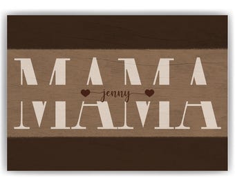 Personalisiertes Mama Poster mit Namen – Holzoptik Wandbild – Geschenk für Mama, Muttertag Geschenk, Familienposter personalisiert