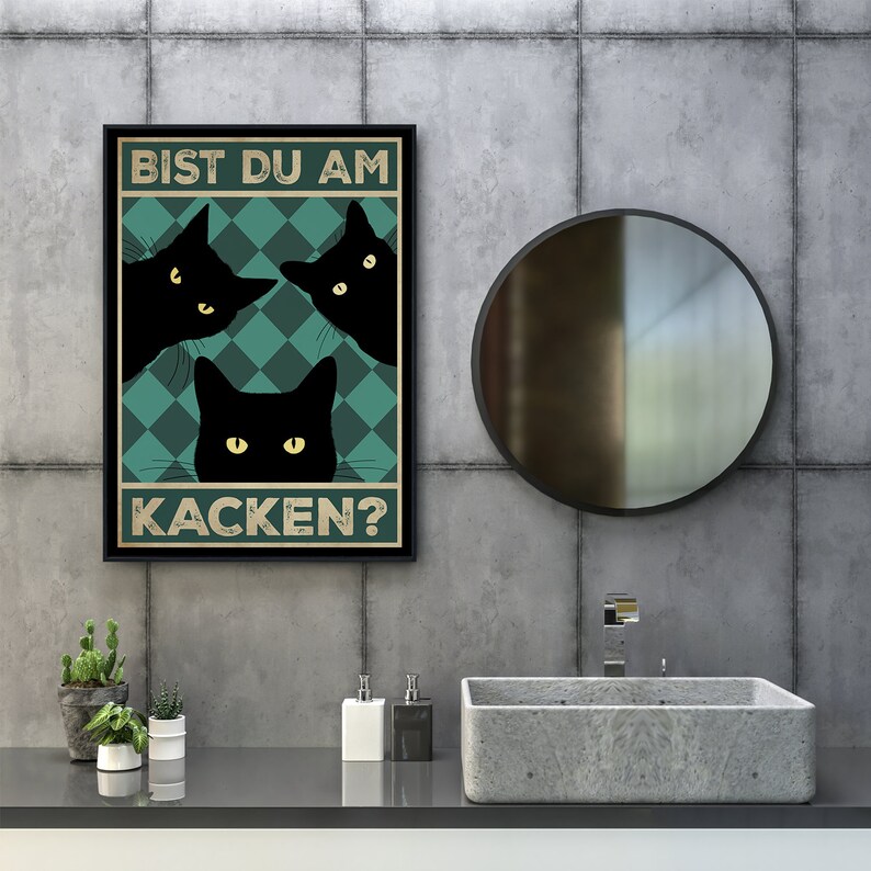 Bist du am Kacken Katzen Poster Badezimmer Gästebad Wandbild Etsy.de