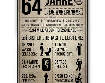 64. Geburtstag Geschenk | 64 Jahre Geburtstagsgeschenk personalisiert | Jahrgang 1962 Geschenkidee Geburtstagskarte