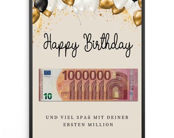 Geldgeschenk Geburtstag - erste Million - Lustiges Geburtstagsgeschenk Mann Frau Witzige Geschenkidee Geld kreativ verschenken