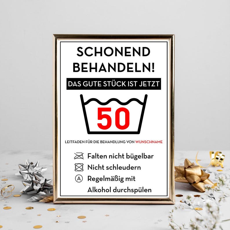 Personalisiertes Geschenk zum 50. Geburtstag Frau Mann Wäsche Lustige Geschenkidee 50 Jahre Geburtstagskarte Witzige Party Deko image 3