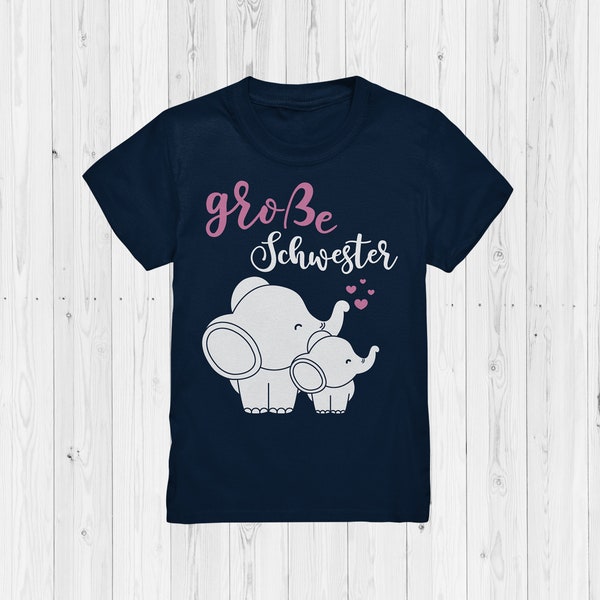 Große Schwester Elefant Kinder T-Shirt