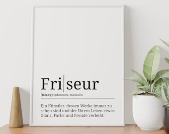 Friseur Poster Definition - Friseur Geschenk Wandbild Wohnzimmer Küche Esszimmer Schlafzimmer Wanddeko