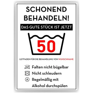 Personalisiertes Geschenk zum 50. Geburtstag Frau Mann Wäsche Lustige Geschenkidee 50 Jahre Geburtstagskarte Witzige Party Deko DIN A4 (21x29.7cm)