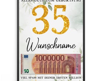 Personalisiertes Geldgeschenk zum 35. Geburtstag Frauen Männer Geburtstagsgeschenk Geld Geschenkidee personalisierbar