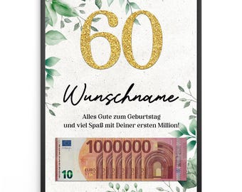 Personalisiertes Geldgeschenk zum 60. Geburtstag Männer Frauen Geburtstagskarte