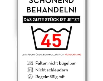 Personalisiertes Geschenk zum 45. Geburtstag Frau Mann Wäsche Lustige Geschenkidee 45 Jahre Geburtstagskarte Witzige Party Deko
