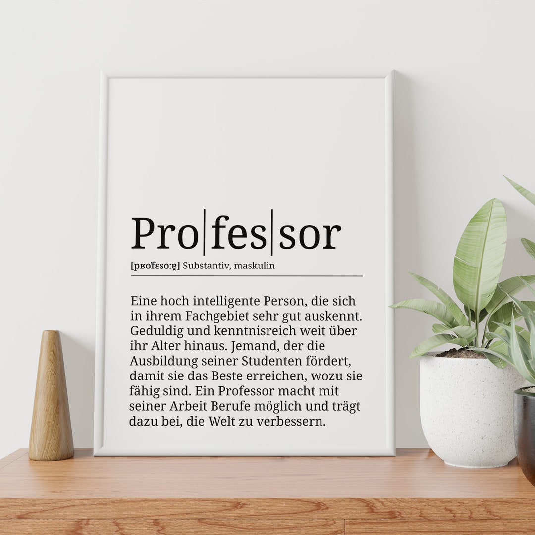 Professor Poster Definition Professor Geschenk Wandbild Etsy