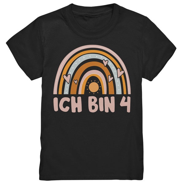 4. Geburtstag Mädchen Regenbogen Geschenk Kinder T-Shirt 4 Jahre