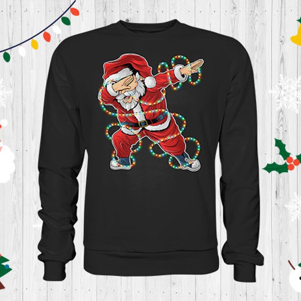 Dabbing Santa Lichterkette Weihnachtsmann Sweatshirt