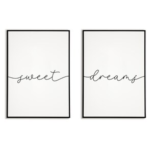 Sweet Dreams 2er Set Schlafzimmer Poster Bett Wandbild Schlafen Wanddeko