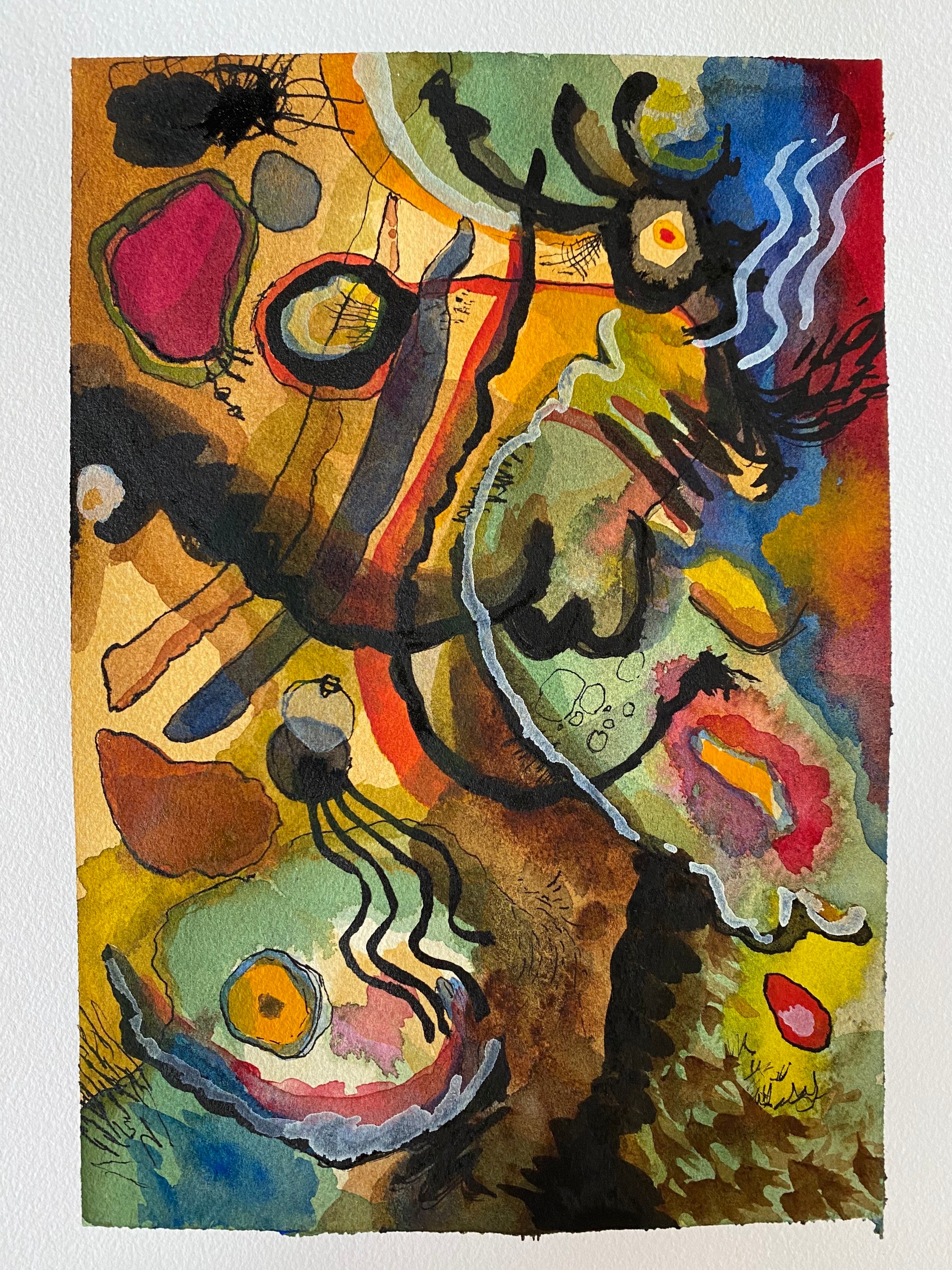 Abstract Watercolor and Ink 12 X 9 In Etsy