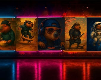 Capybara Crew – Vol. 2 | Funny Sporty & Quirky Capybara Wall Art Bundle | Digital Download Prints for Animal Lovers