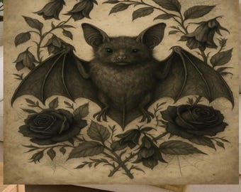 Gothic Bat & Roses Throw Blanket – Vintage Sepia Gothic Home Decor