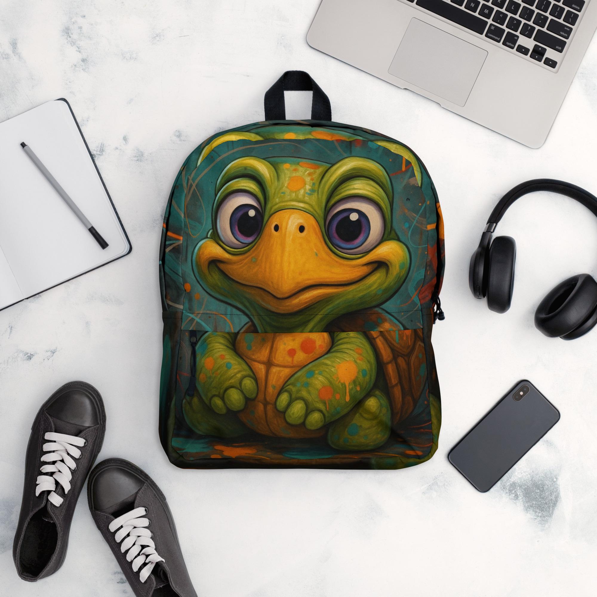 Cute Turtle Backpack – Colorful Cartoon Animal Art Bookbag for Kids ...