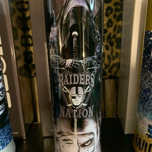 Raiders Football Inspired Tumbler, Gifts for Her, Glitter Cup 