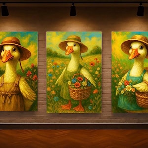 Cottagecore Goose Trio – 3 Vintage Farmhouse Goose Prints | Cute Rustic Nursery Decor