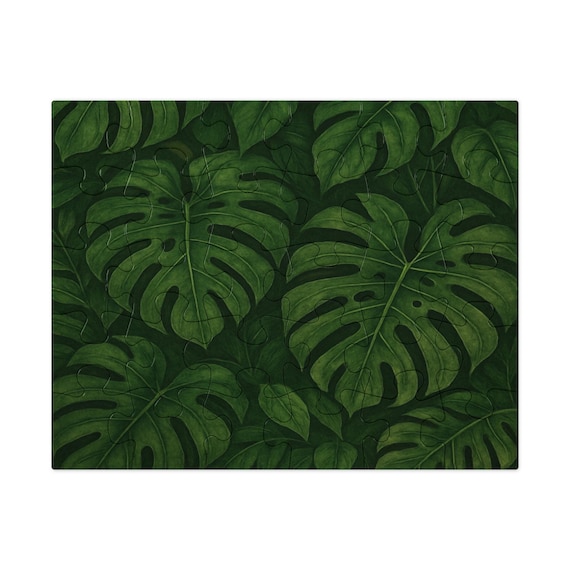 Monstera Leaf Puzzle  Tropical Botanical Jigsaw  30, 252, 500, or 1000  Pieces  Plant Lover Gift, Jungle Leaf Home Dcor