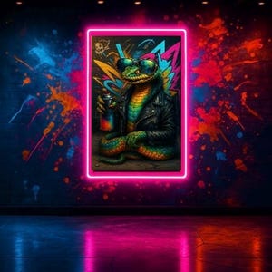 Graffiti Snake – Neon Cyberpunk Animal Art Print | Spray Can Street Vibes | Digital Download Wall Art