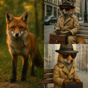 The Many Lives of Mr. Fox – Funny Realistic Animal Art Bundle | Fox in Disguise Prints | Digital Download Wall Art Set (3-Pack)