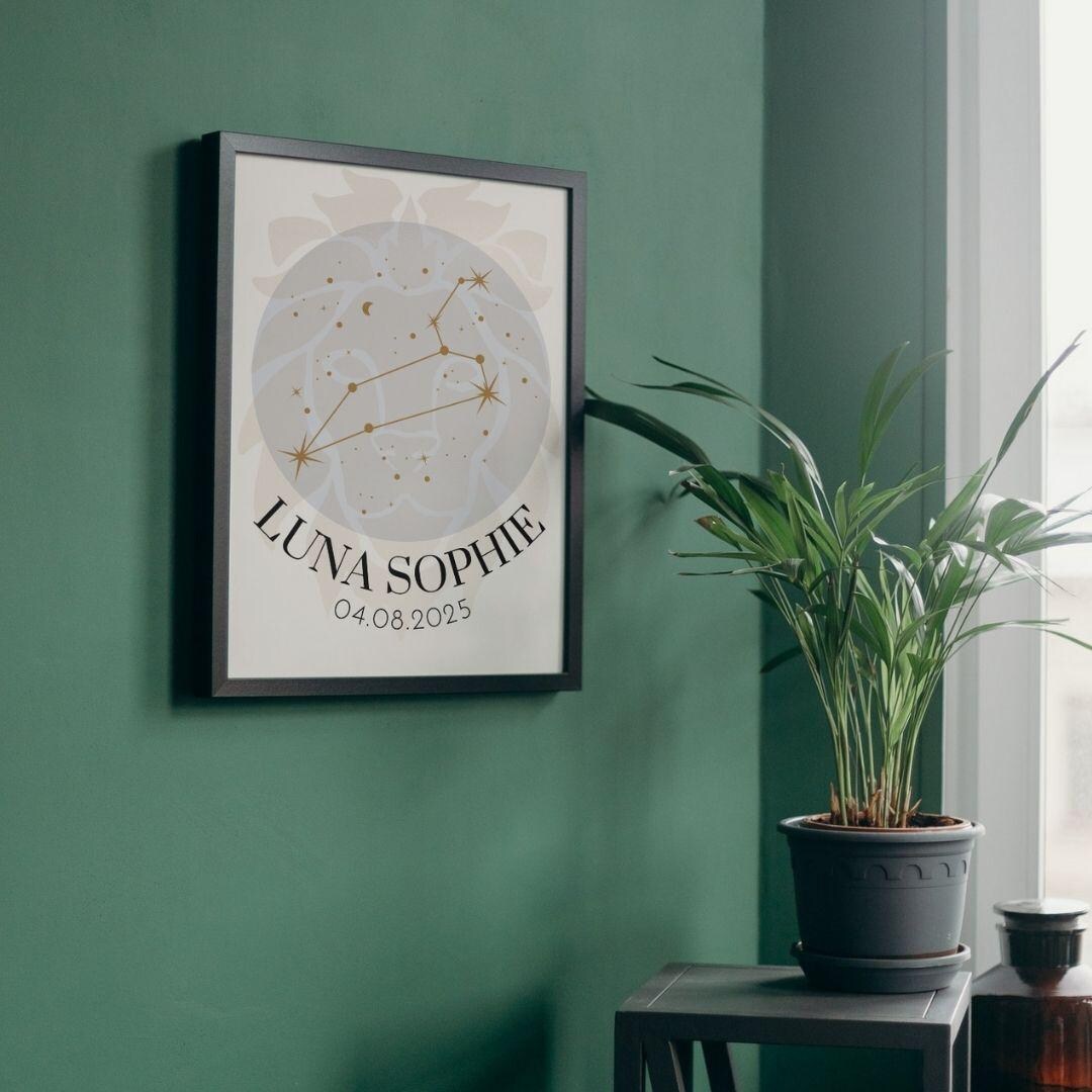 Zodiac Sign Birth Poster – Personalized With Name, Date & Moon | A3 ...