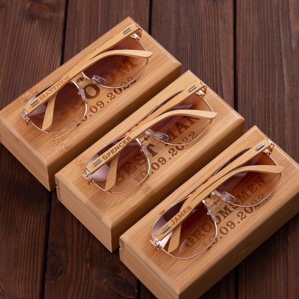 Regalos de padrinos de boda, gafas de sol de madera personalizadas, gafas de sol personalizadas para hombres, idea de regalo de padrinos de boda, propuesta de padrinos de boda, regalo de padrino, regalo de novio